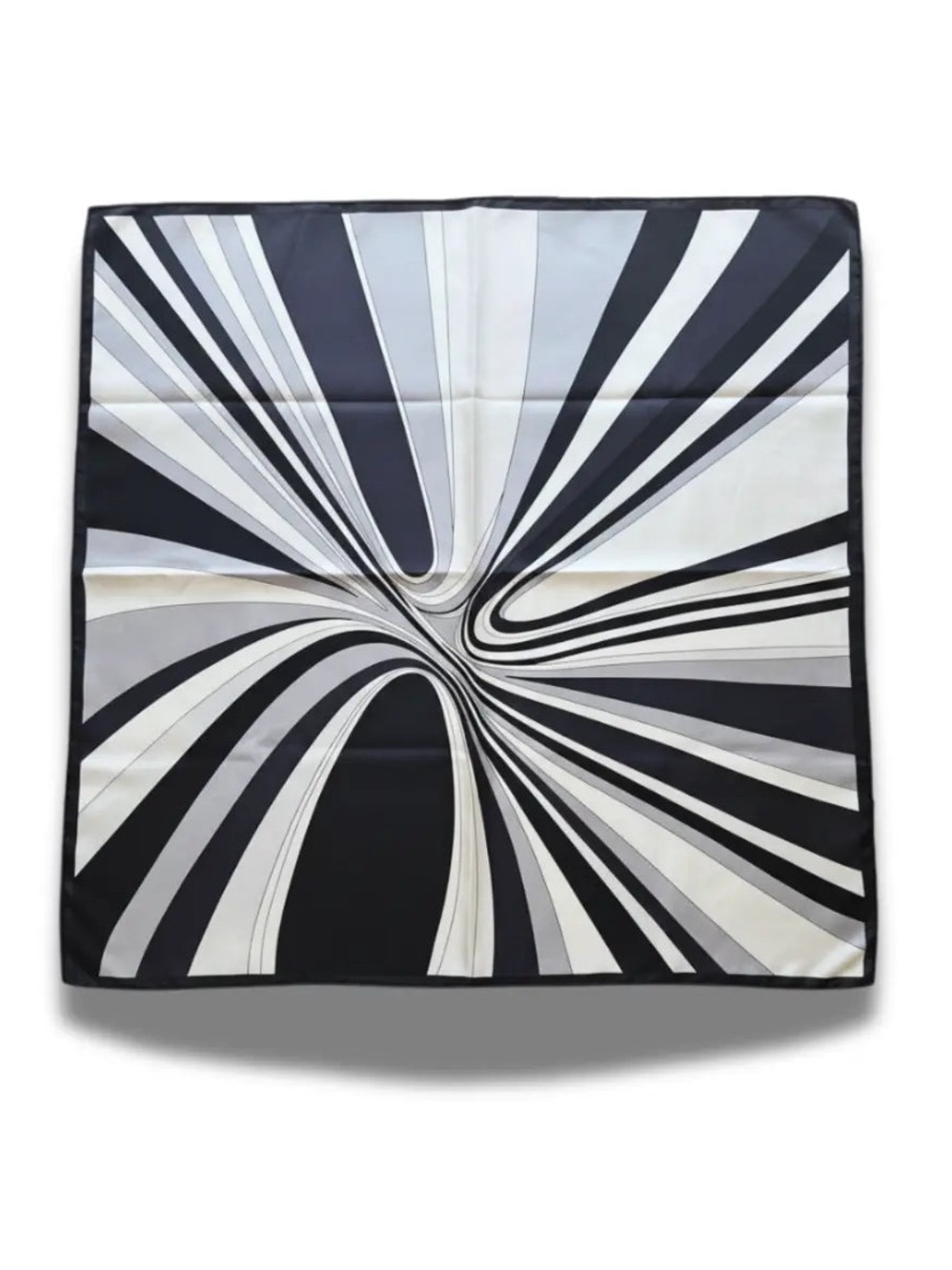 Made in Italy 100% Silk Black & White Swirl Square Scarf - 21 x 21